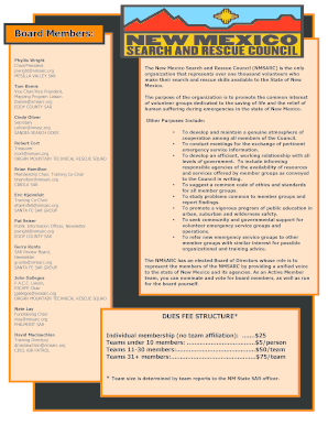 New Mexico Search and Rescue Council Membership Application