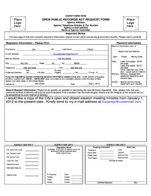New Jersey Open Public Records Act Request Form