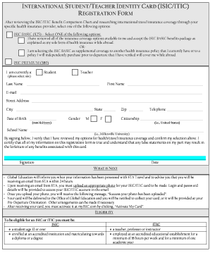 International Student/Teacher Identity Card Registration Form