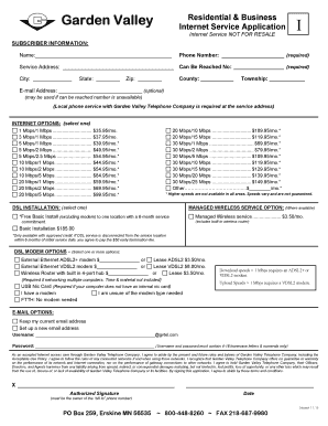 Garden Valley Internet Service Application