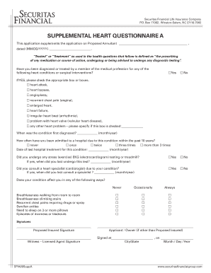 Supplemental Health Questionnaire for Life Insurance
