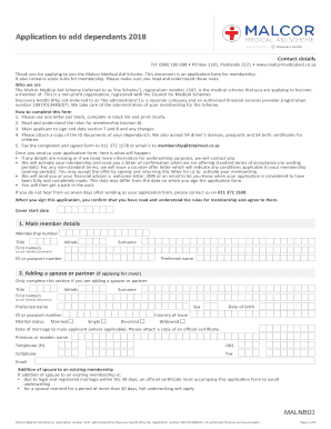 Malcor Medical Aid Scheme Application to Add Dependants