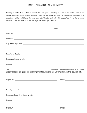 Employee Acknowledgment Form