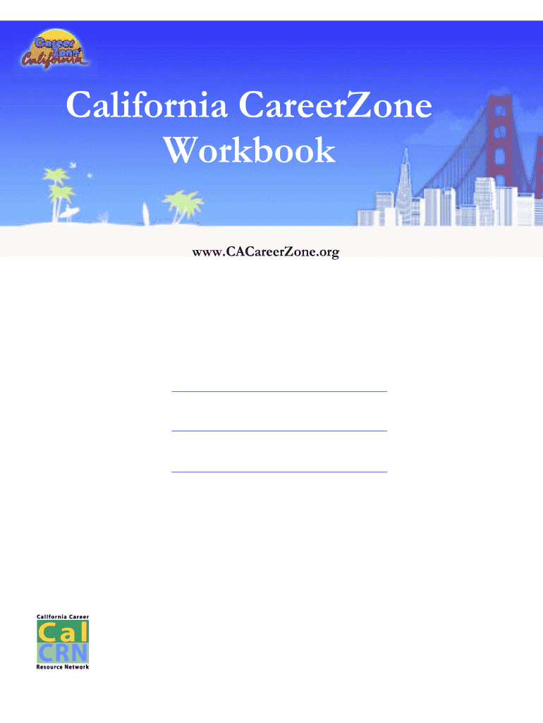Fillable Online California CareerZone Workbook www Fax Email Print