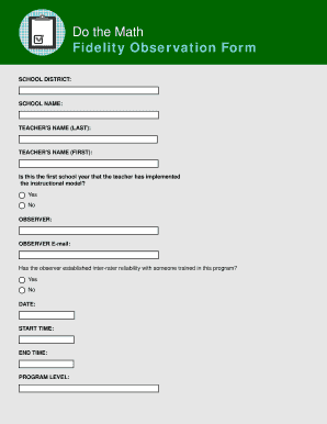 Fidelity Observation Form