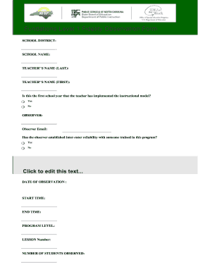 Teacher Lesson Observation Form
