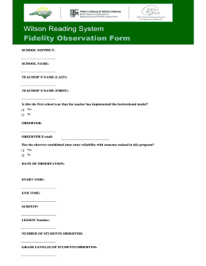 Teacher Instructional Model Observation Form