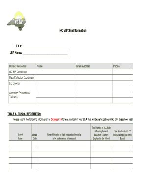 NC SIP School Information Form