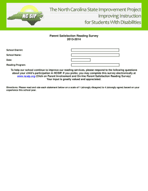 Parent Satisfaction Reading Survey