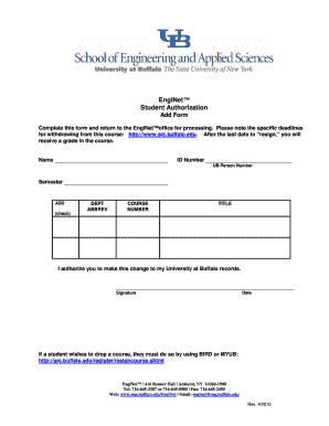 EngiNet Student Course Add Form