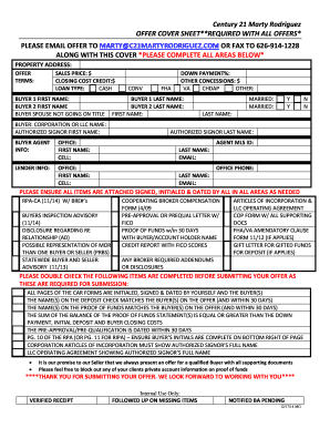 Century 21 Offer Cover Sheet