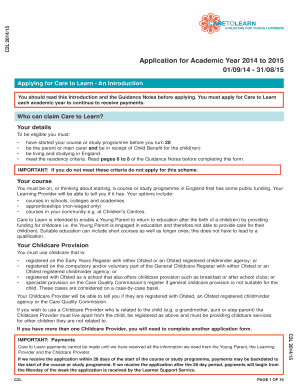 Care to Learn Application Form