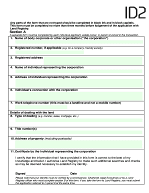 UK Land Registry Identity Verification Form ID1
