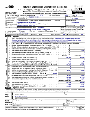Form 990 Return of Organization Exempt From Income Tax
