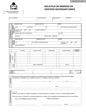 Solicitud de Ingreso en Centros Sociosanitarios