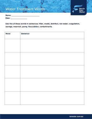 Water Treatment Worksheet