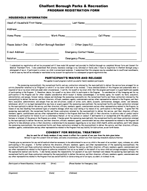 Chalfont Borough Parks Recreation Program Registration Form