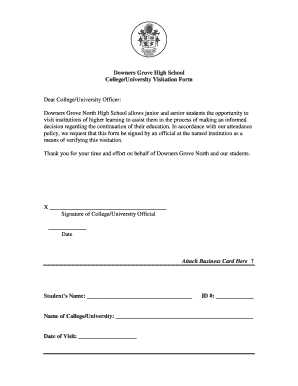 College Visitation Form