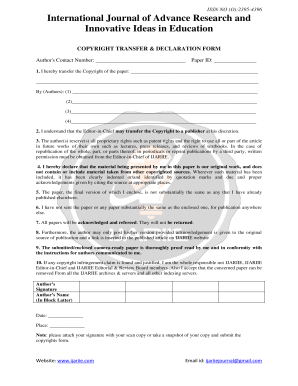 Copyright Transfer and Declaration Form