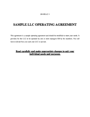 Arkansas LLC Operating Agreement