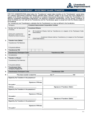 INVESTMENT SHARE TRANSFER FORM 4 - LIC LIC