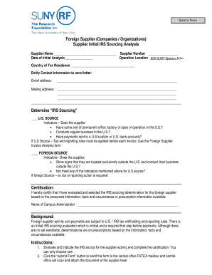 Foreign Supplier IRS Sourcing Analysis