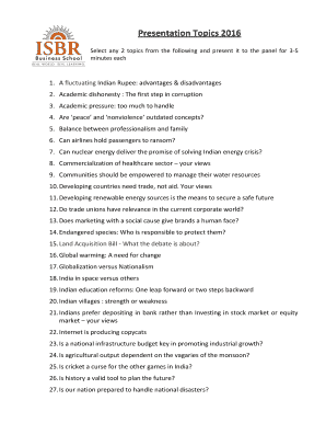 Presentation Topics Selection Form