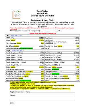 Spay Today Pet Surgery Appointment Form