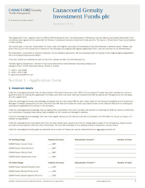 Canaccord Genuity Investment Funds Application Form