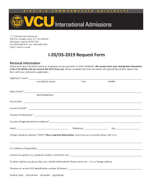I-20/DS-2019 Request Form