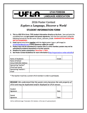 2016 UFLA Poster Contest Student Information Form