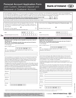 Bank of Ireland Joint Account Application Form