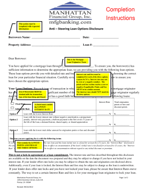 Anti-Steering Loan Options Disclosure