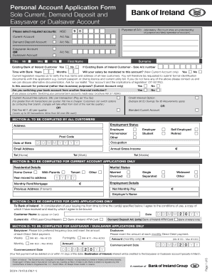 Bank of Ireland Personal Account Application Form