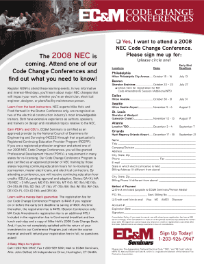 2008 NEC Code Change Conference Registration Form