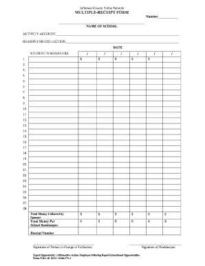 Jefferson County Public Schools Multiple Receipt Form