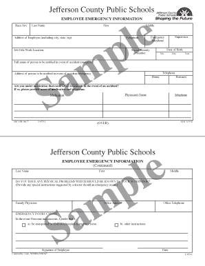 Employee Emergency Information Form