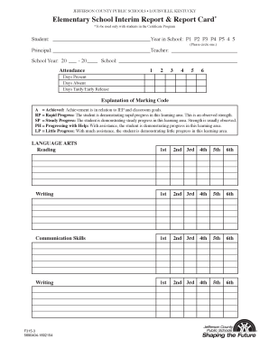 Elementary School Interim Report & Report Card