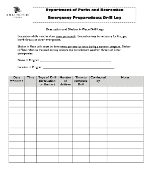 Emergency Preparedness Drill Log