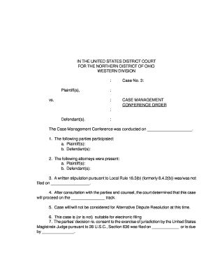 Case Management Conference Order