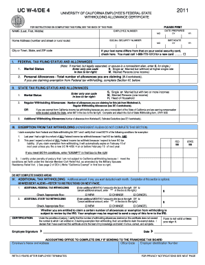 University of California Employee Federal-State Withholding Allowance Certificate