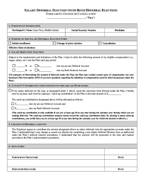 Salary Deferral Election Form
