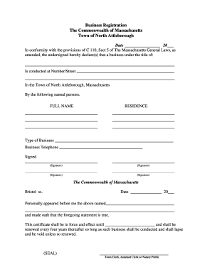 Massachusetts Business Registration Form