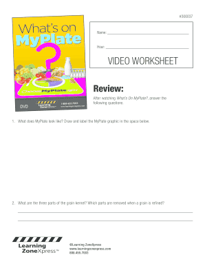 MyPlate Video Worksheet