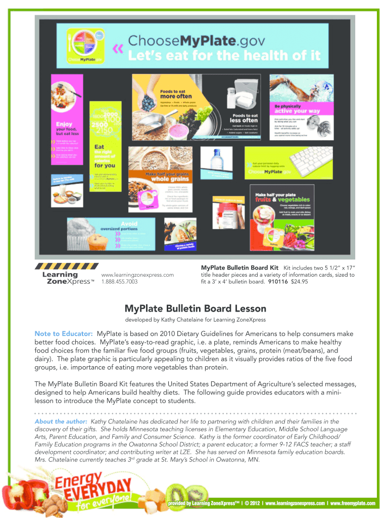 Fillable Online MyPlate Bulletin Board Kit Kit includes two 5 1/2 x 17