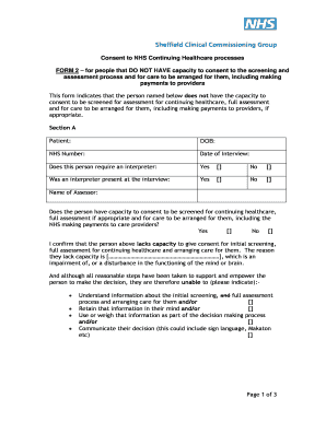 NHS Continuing Healthcare Consent Form