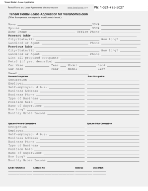 Tenant Rental Lease Application