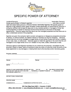 Specific Power of Attorney for Lease Signing