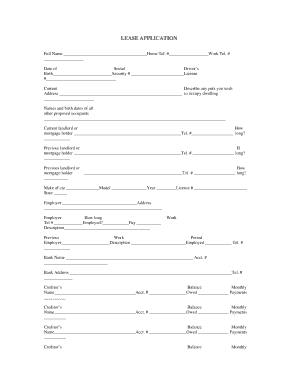 Residential Lease Application Form