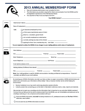 2013 MVMA Membership Form